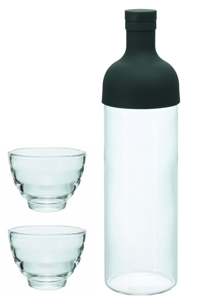 Service bouteille à thé + 2 verres - Noir