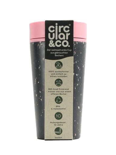 [CIRCULAR-12OZ-BGP] Tasse de voyage - 350ml - Noire et Rose - CIRCULAR & CO
