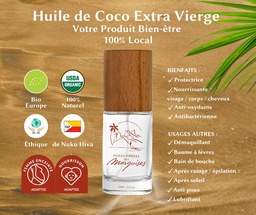 Huile de Coco Vierge BIO 100ml_ HUILES VIERGES DES MARQUISES
